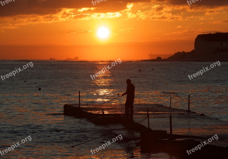 Fisherman Sunrise Sunset Nice Evening