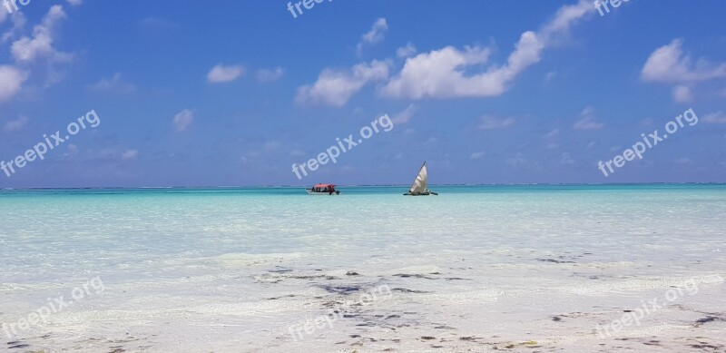 Sea Ocean Boat Tanzania Zanzibar