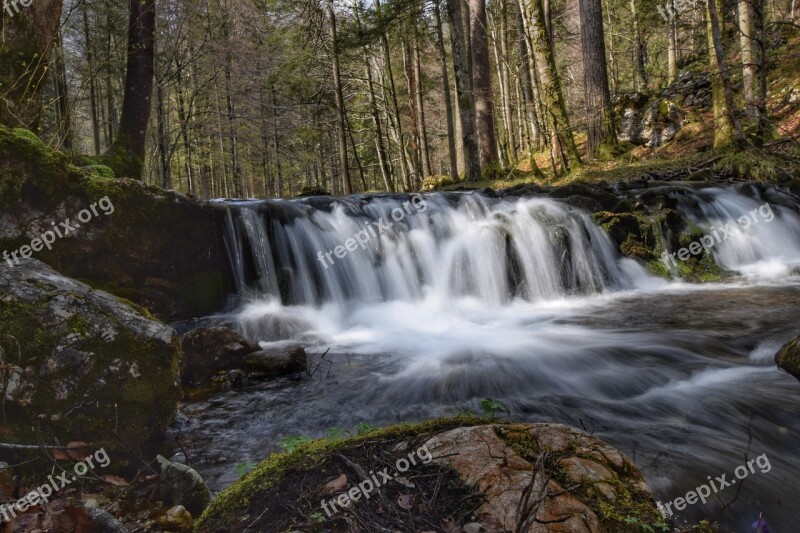 Waterfall Water Nature Landscape Bach