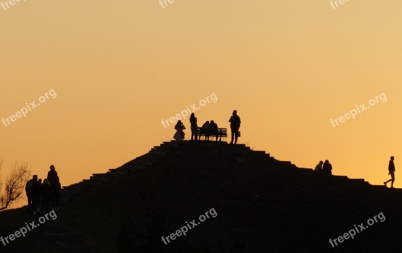 Sunset Sky People Silhouette Evening