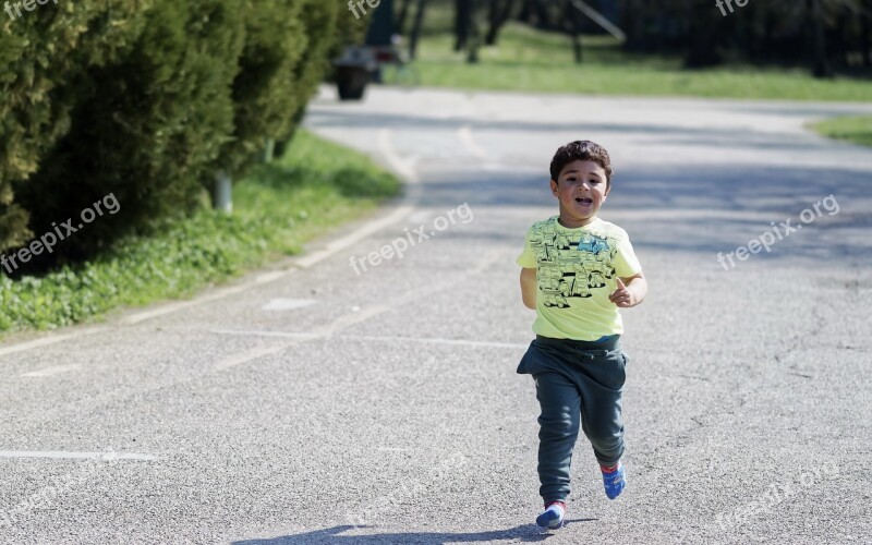 Child Boy Little Boy Running Treadmill