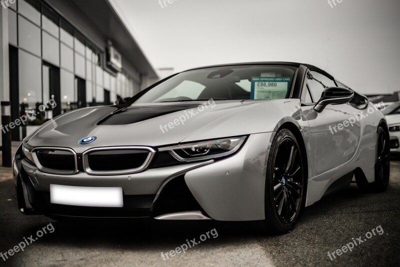 Bmw I8 Roadster Hybrid Car Overcast Afternoon