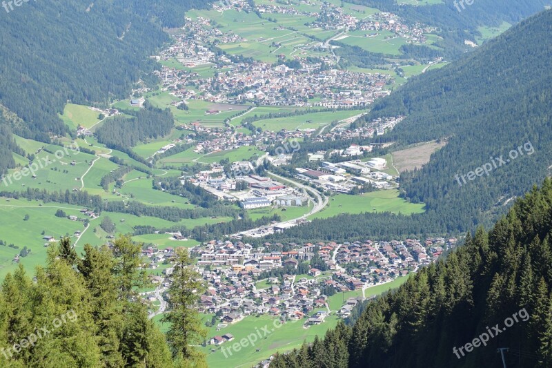 Stubai Valley Alps Austria Bird's Eye View