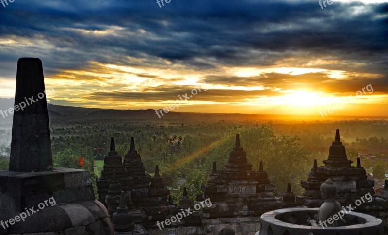 Indonesia Java Landscape Borobudur Nature