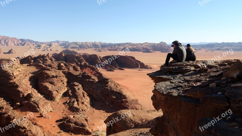 Desert Jordan Wadirun Nature Landscape