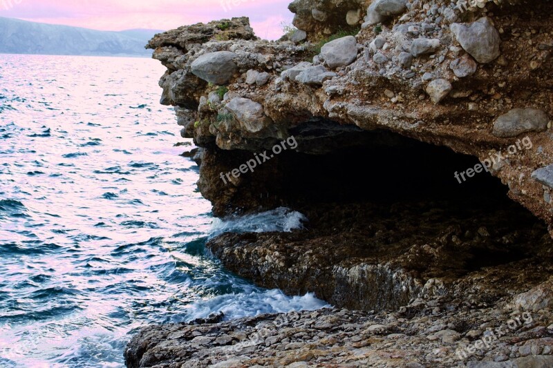 Croatia Sea Rock Sunset Water