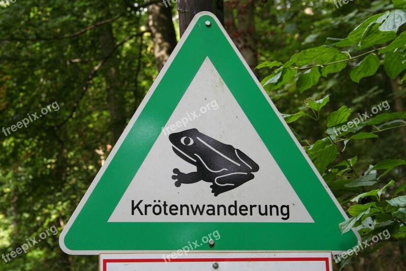 Nature Conservation Toad Migration Attention Warnschild Shield