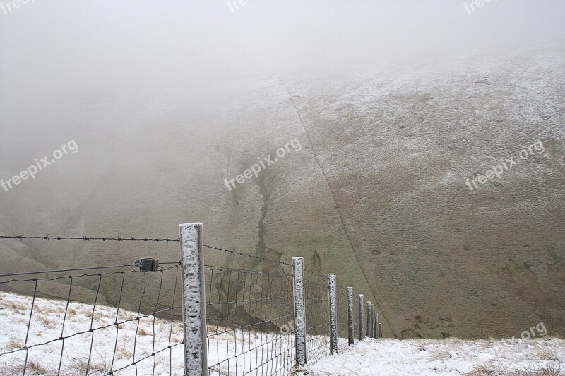 Boundary Fence Border Snow Landscape