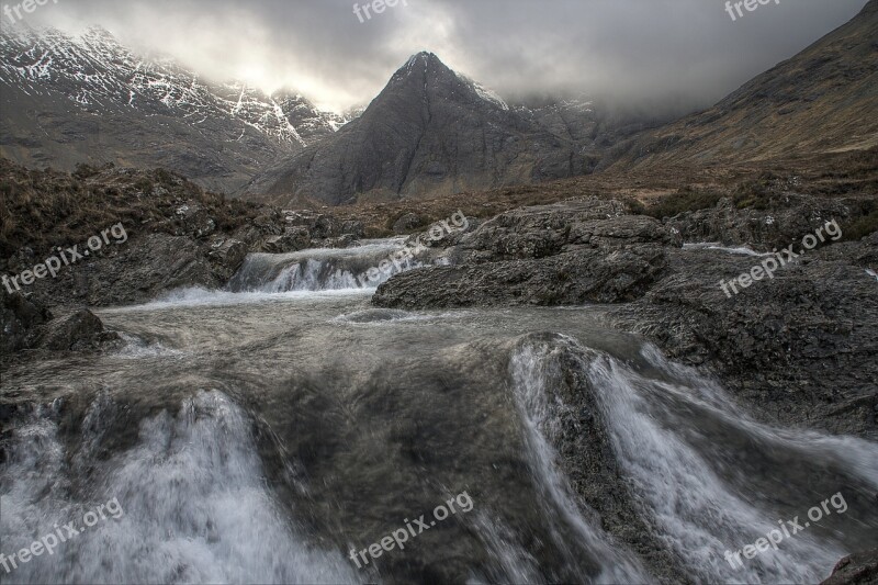 Mountain Stream Waterfall Nature Landscape