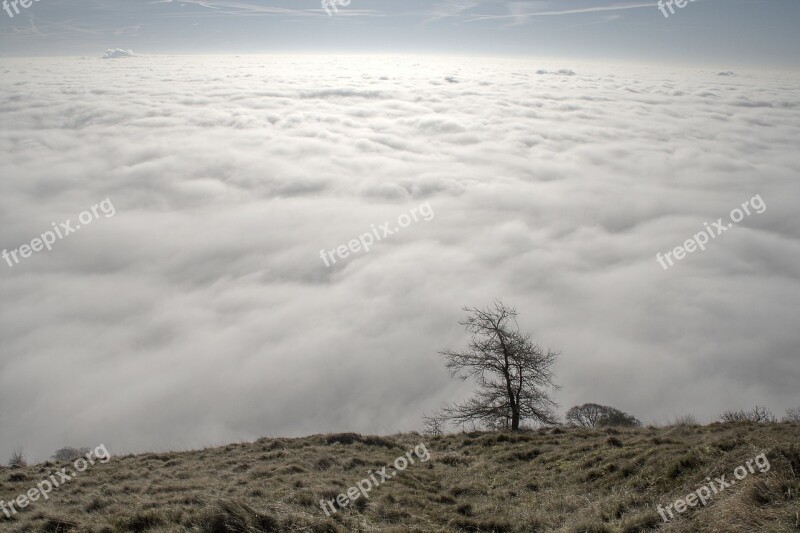 Inversion Fog Silhouette Clouds Light