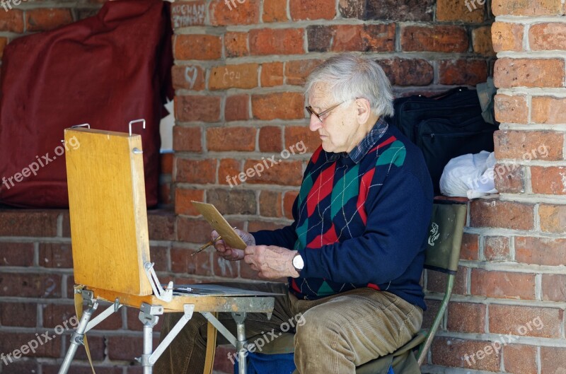 Man Old Artist Talent Painter