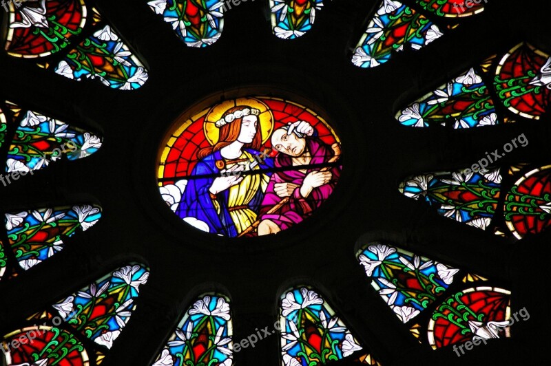 Stained Glass Rosette Colorful Sainte Maxellende