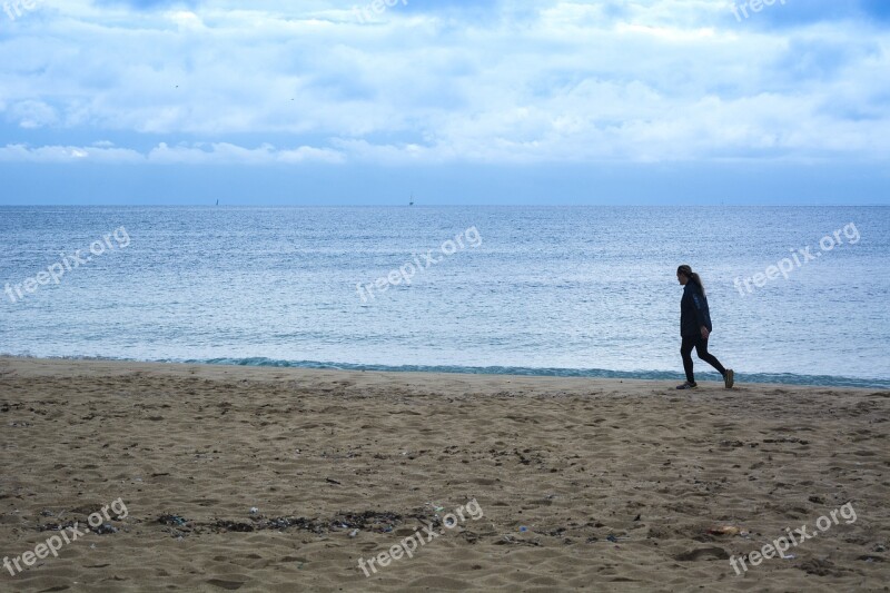 Beach Loneliness Walk Path Trail