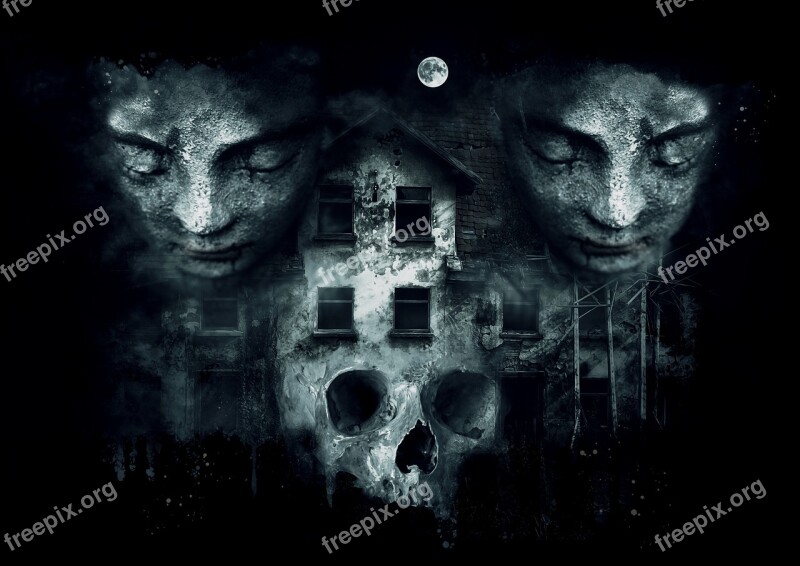 Fantasy Dark Gothic Horror House Skull