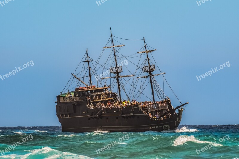 Ship Boat Pirate Ship Sea Rough Sea