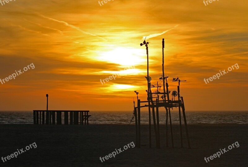 Amrum Sun Sunset Beach North Sea