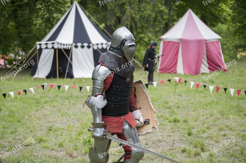 Knight Helmet Sword Shield Middle Ages