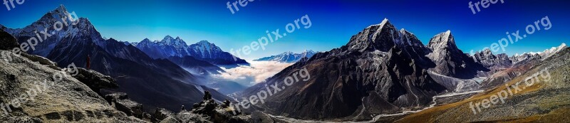 Everest Base Camp Panoramic Mountain Landscape Mountains