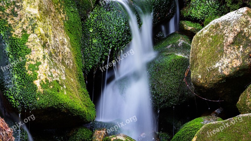 Water Waterfall Mountains Rock Nature