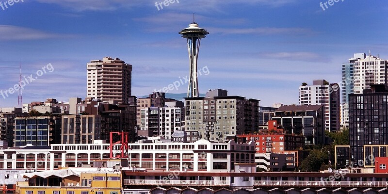 Space Needle Cityscape City Seattle Tower