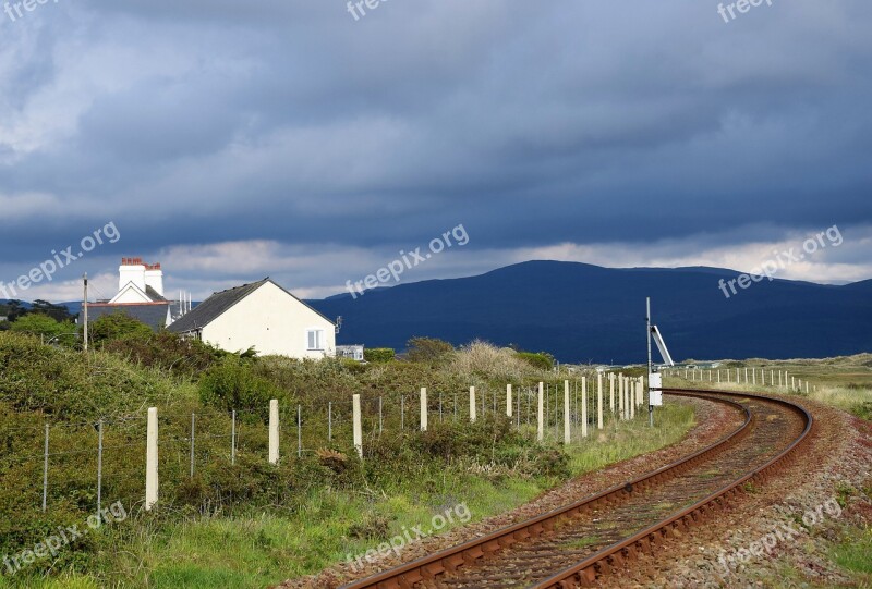 Wales Tracks Landscape Clouds Traction