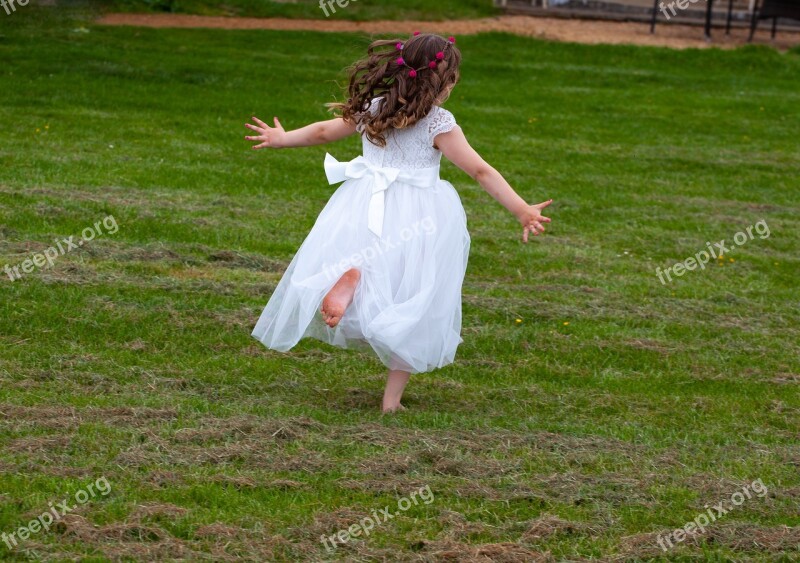 Child Bridesmaid Flower Girl Wedding Running