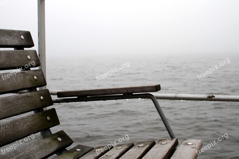 Bench A Jetty Fog Lake Fjord