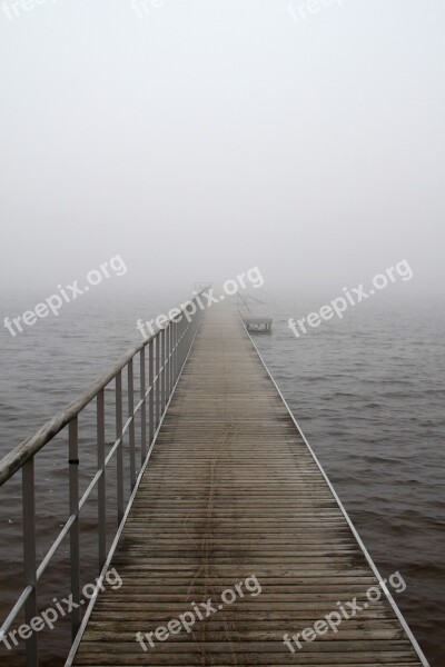 Bridge Fog A Jetty Lake Fjord