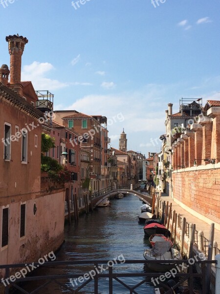 Italy Gondolas Channel Tourism Boats