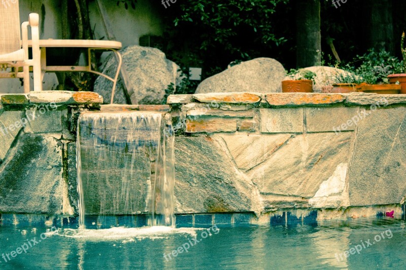 Pool Waterfall Wet Water Outside