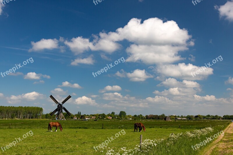 Mill Landscape Wind Mill Heaven Clouds