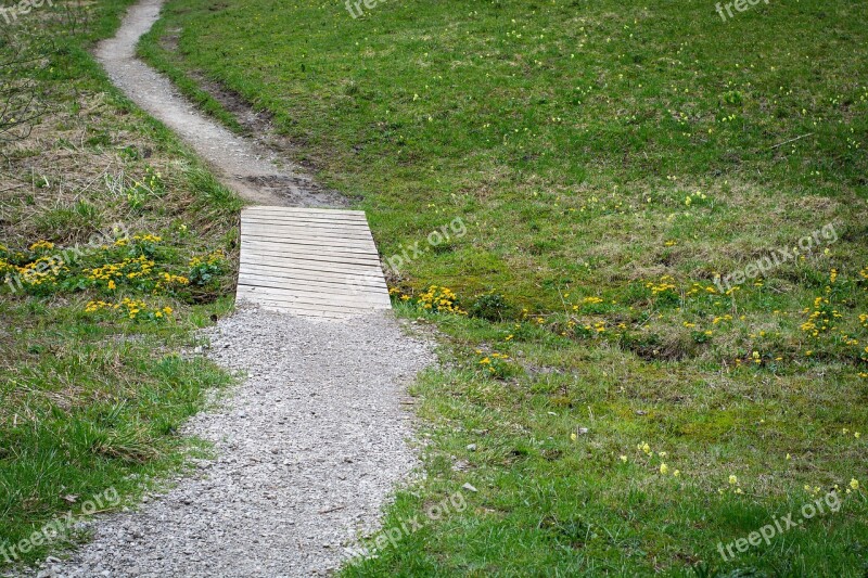 Away Trail Bridge Meadow Nature