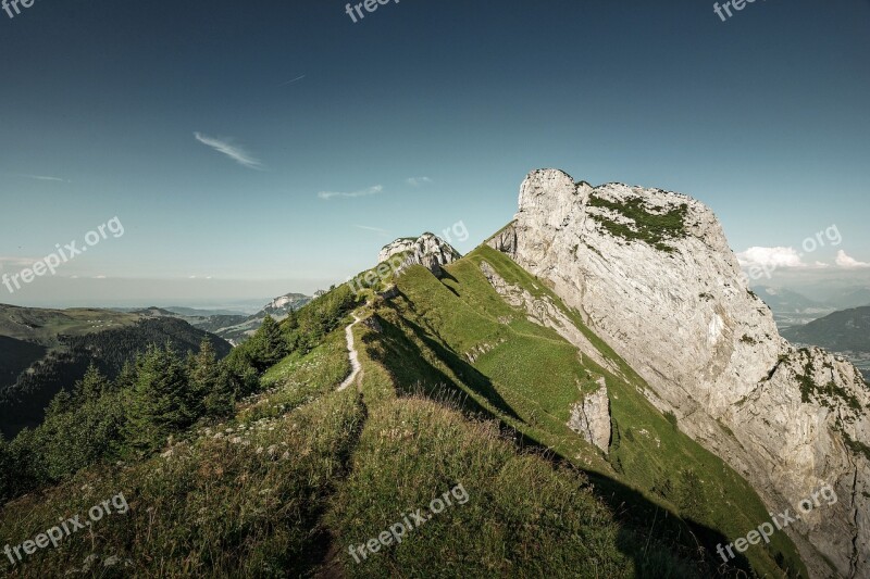 Saxer Gap Switzerland Hiking Sky Mountains