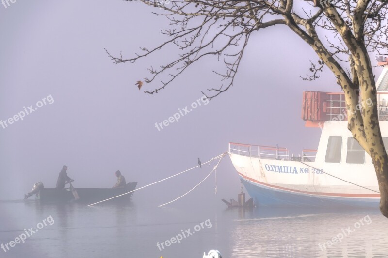 Ship Boat Fog Lake Sail