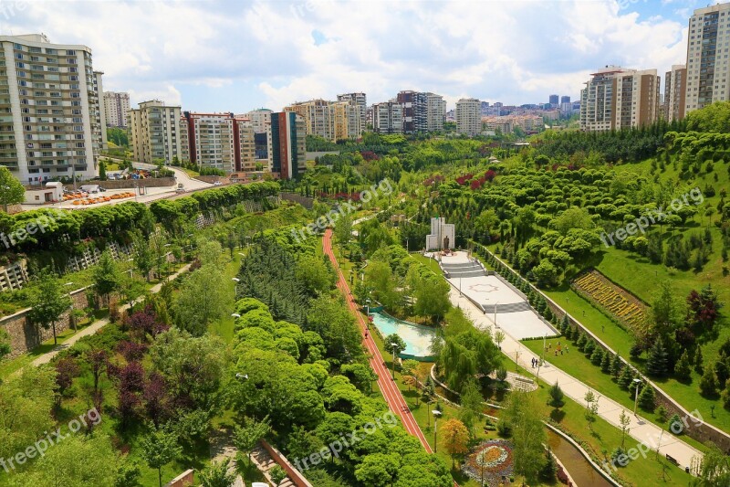 Park Landscape Green City Buildings