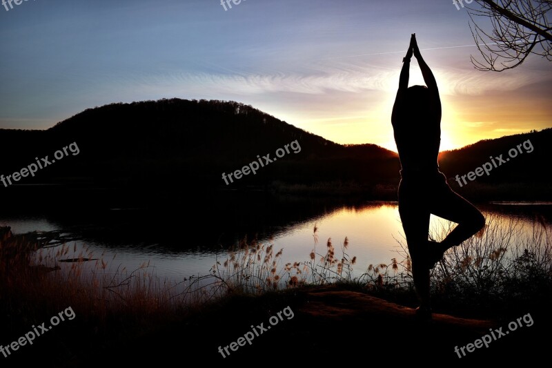 Sunset Sky Nature Tree Yoga