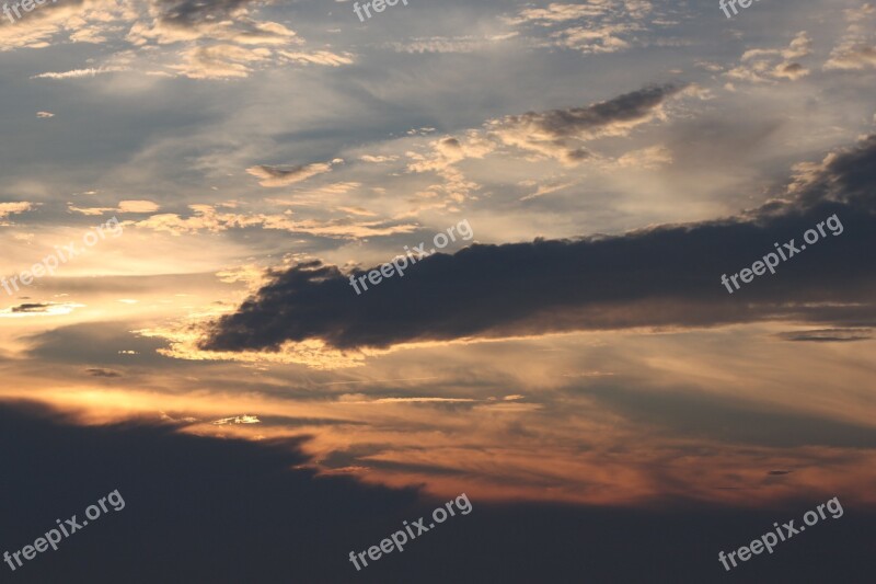 Skies Sunset Clouds Evening Atmosphere