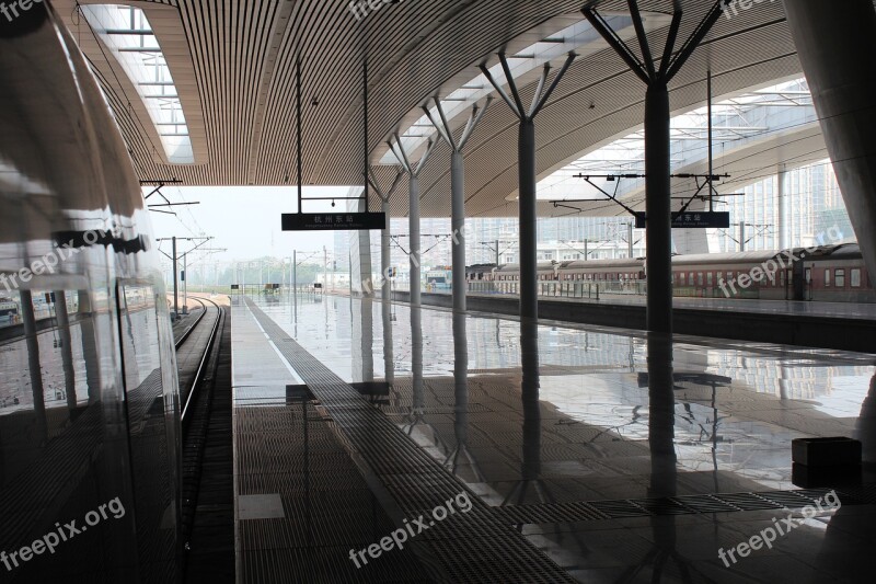 Station Shanghai Train Platform Gray