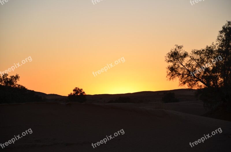 Sunset Desert Landscape Sand Sky