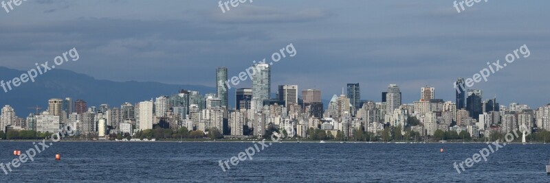 Skyline City Coastal Skyscrapers Architecture