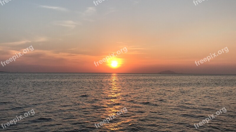 Sunset The Sea The Waves The Sun Free Photos