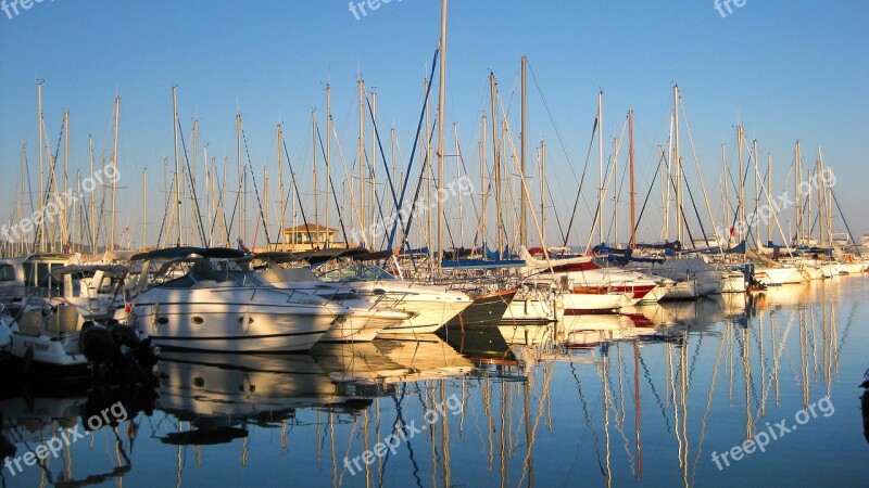 Port France Sea Sailing Boats Abendstimmumg