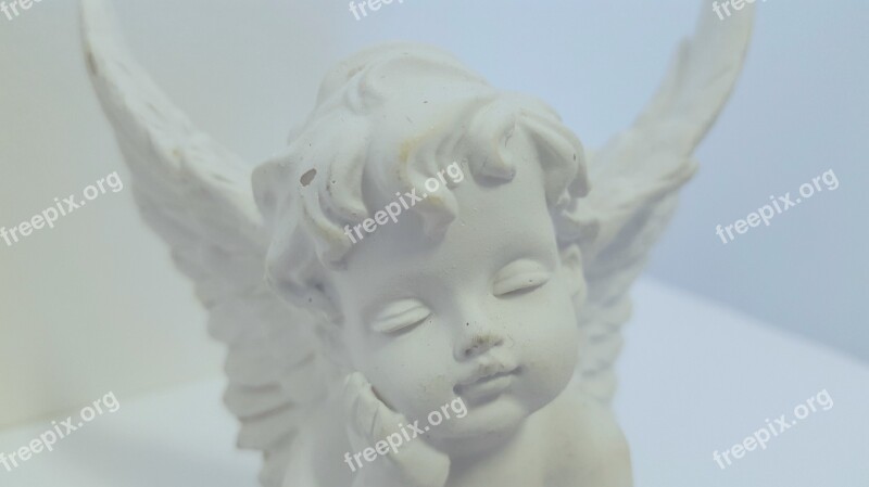 Angel Cherub Statue White Face