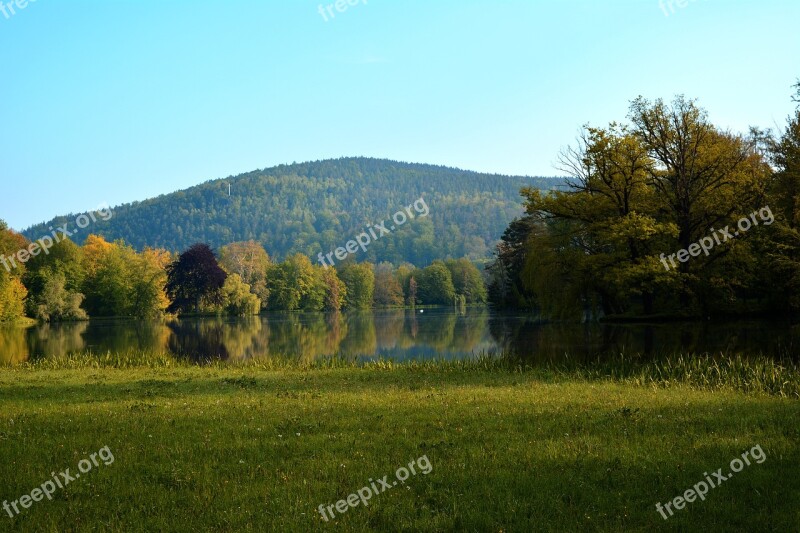 Landscape Park Greiz Park Lake Trees Thuringia Germany