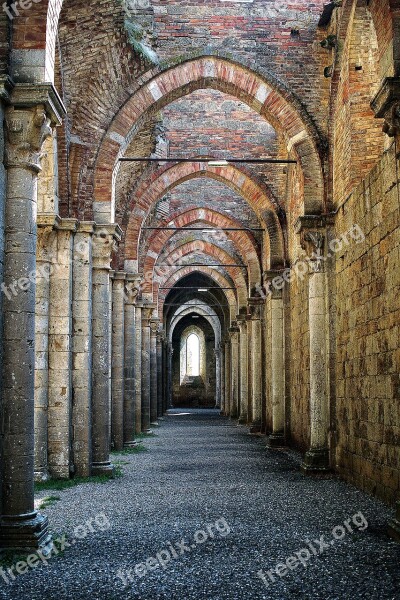 San Galgano Abbey Ruins Old Brick