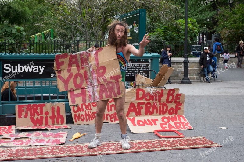 New York Manhattan Union Square Street Performer Hippy