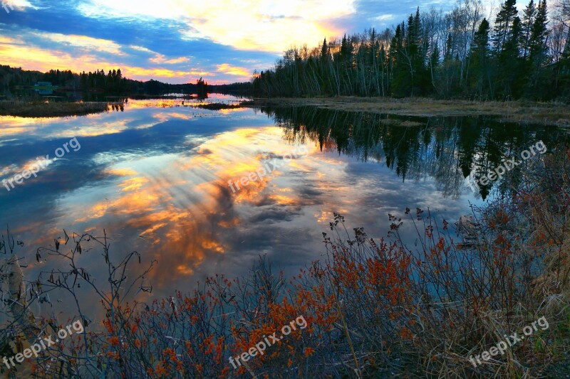 Landscape Sunset Sky Water Reflections