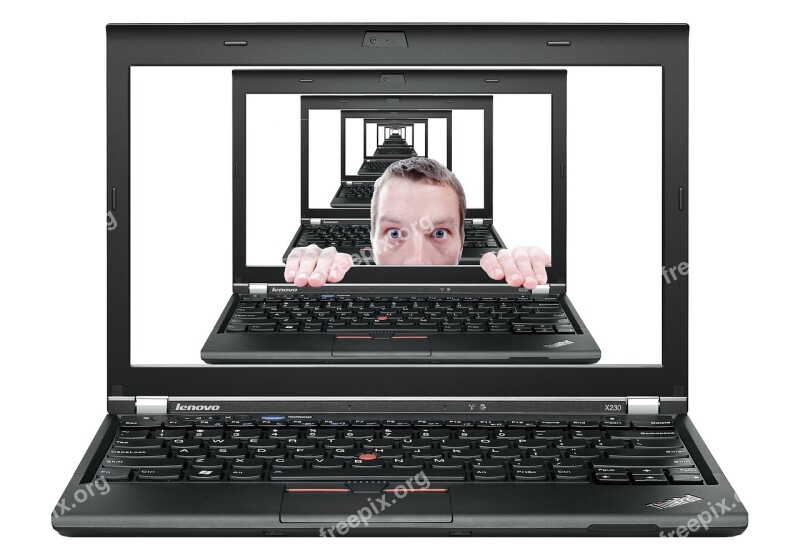 Man Scared Hiding Computer Funny