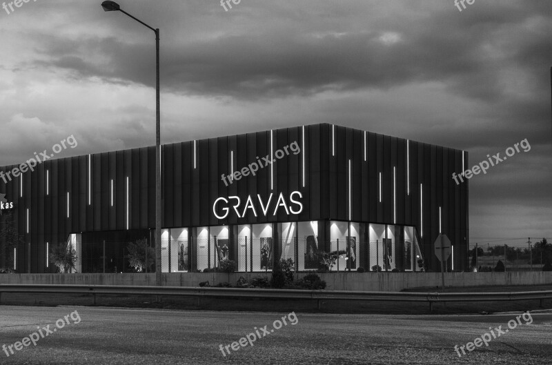 Property Building Clouds Black White