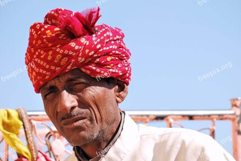 Rajasthan Man Old Wrinkles Elephant Rider